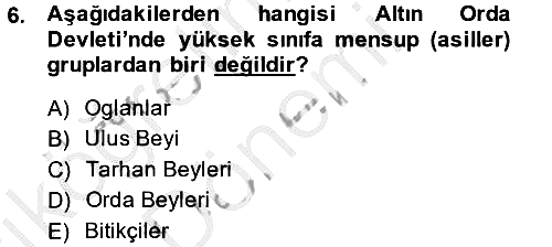 Rusya Tarihi 2014-2015 Ara Sınav - 6. soru