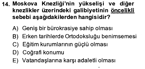 Rusya Tarihi 2014-2015 Ara Sınav - 14. soru