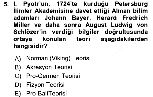 Rusya Tarihi 2015-2016 Ara Sınav - 5. soru