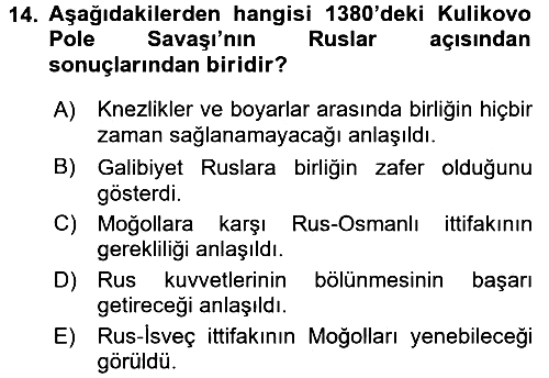 Rusya Tarihi 2015-2016 Ara Sınav - 14. soru