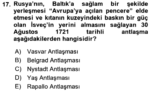 Rusya Tarihi 2015-2016 Ara Sınav - 17. soru