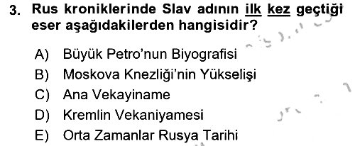 Rusya Tarihi 2016-2017 Ara Sınav - 3. soru