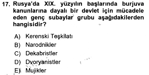 Rusya Tarihi 2016-2017 Ara Sınav - 17. soru