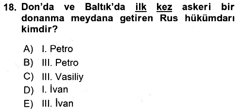 Rusya Tarihi 2018-2019 Ara Sınav - 18. soru