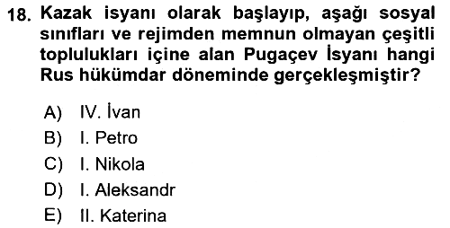 Rusya Tarihi 2023-2024 Ara Sınav - 18. soru