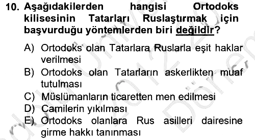 Rusya Tarihi 2012-2013 Dönem Sonu Sınavı - 10. soru