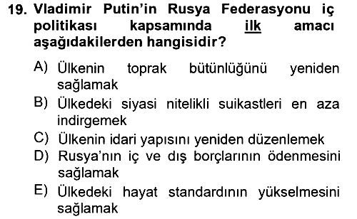 Rusya Tarihi 2012-2013 Dönem Sonu Sınavı - 19. soru