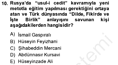 Rusya Tarihi 2014-2015 Dönem Sonu Sınavı - 10. soru
