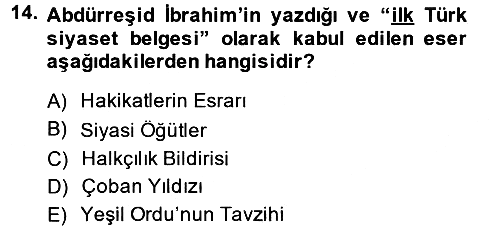 Rusya Tarihi 2014-2015 Dönem Sonu Sınavı - 14. soru