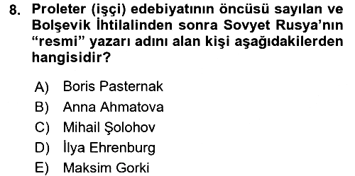Rusya Tarihi 2015-2016 Dönem Sonu Sınavı - 8. soru