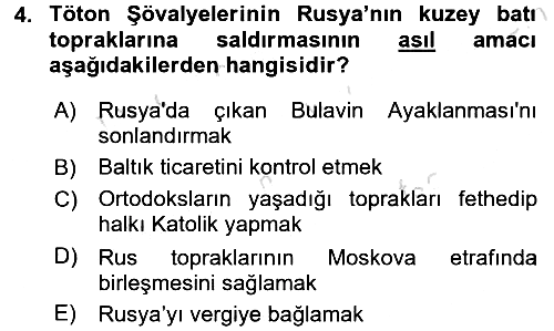 Rusya Tarihi 2016-2017 Dönem Sonu Sınavı - 4. soru