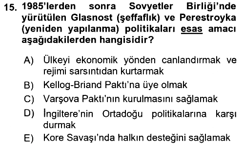 Rusya Tarihi 2016-2017 Dönem Sonu Sınavı - 15. soru