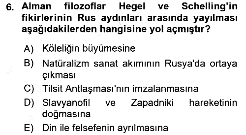 Rusya Tarihi 2017-2018 Dönem Sonu Sınavı - 6. soru