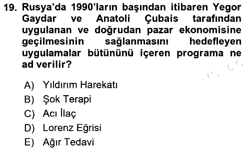 Rusya Tarihi 2024-2025 Dönem Sonu Sınavı - 19. soru