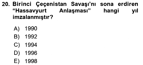 Rusya Tarihi 2020-2021 Yaz Okulu Sınavı - 20. soru