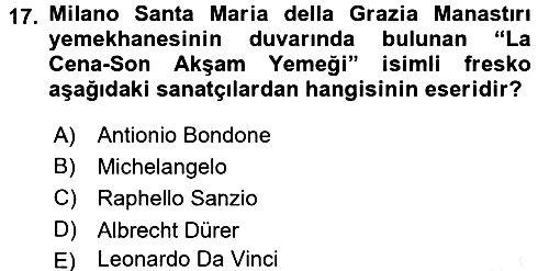 Sanat Tarihi 2017-2018 3 Ders Sınavı - 17. soru