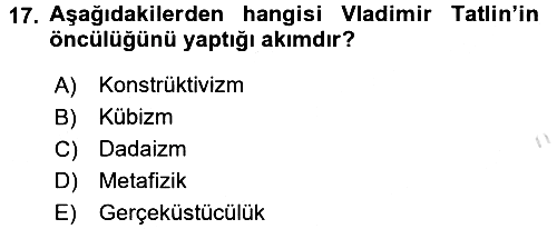 Sanat Tarihi 2018-2019 3 Ders Sınavı - 17. soru