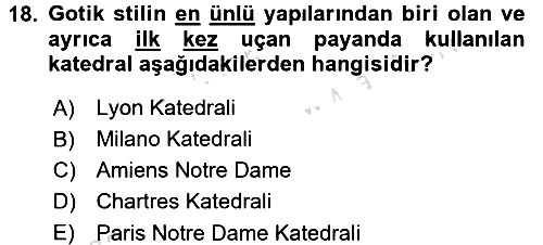 Sanat Tarihi 2018-2019 3 Ders Sınavı - 18. soru