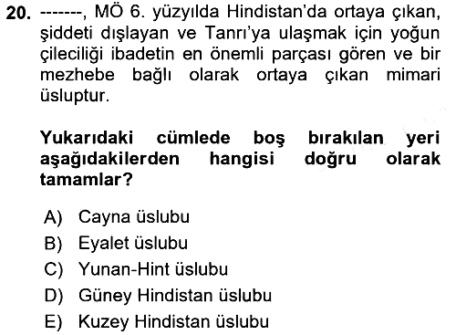 Sanat Tarihi 2018-2019 Ara Sınav - 20. soru