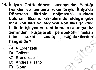 Sanat Tarihi 2013-2014 Dönem Sonu Sınavı - 14. soru