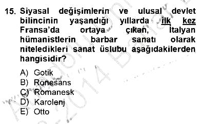 Sanat Tarihi 2013-2014 Dönem Sonu Sınavı - 15. soru