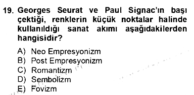 Sanat Tarihi 2013-2014 Dönem Sonu Sınavı - 19. soru