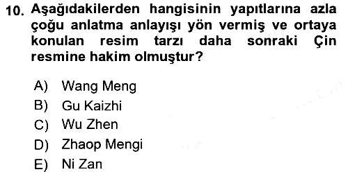 Sanat Tarihi 2018-2019 Dönem Sonu Sınavı - 10. soru