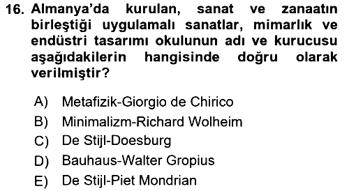 Sanat Tarihi 2018-2019 Dönem Sonu Sınavı - 16. soru
