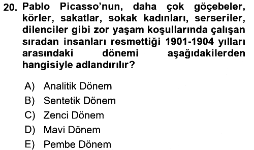 Sanat Tarihi 2018-2019 Dönem Sonu Sınavı - 20. soru