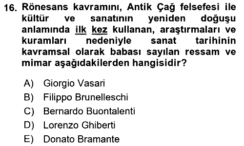 Sanat Tarihi 2021-2022 Dönem Sonu Sınavı - 16. soru