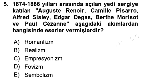 Sanat Tarihi 2023-2024 Dönem Sonu Sınavı - 5. soru