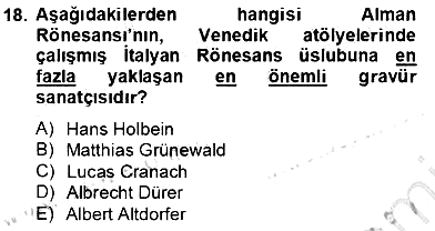 Sanat Tarihi 2013-2014 Tek Ders Sınavı - 18. soru