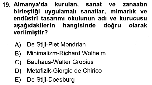 Sanat Tarihi 2018-2019 Yaz Okulu Sınavı - 19. soru