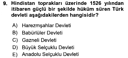 Sömürgecilik Tarihi (Avrupa-Amerika) 2016-2017 3 Ders Sınavı - 9. soru