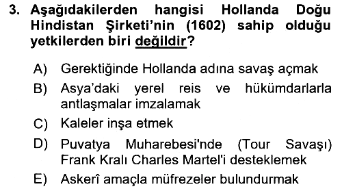 Sömürgecilik Tarihi (Avrupa-Amerika) 2017-2018 3 Ders Sınavı - 3. soru