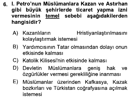 Sömürgecilik Tarihi (Avrupa-Amerika) 2017-2018 3 Ders Sınavı - 6. soru