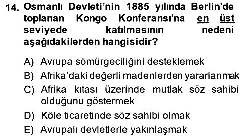 Sömürgecilik Tarihi (Avrupa-Amerika) 2014-2015 Ara Sınav - 14. soru