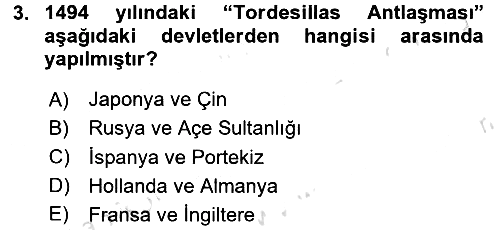 Sömürgecilik Tarihi (Avrupa-Amerika) 2016-2017 Ara Sınav - 3. soru