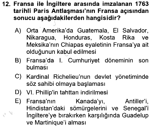 Sömürgecilik Tarihi (Avrupa-Amerika) 2016-2017 Ara Sınav - 12. soru
