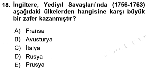 Sömürgecilik Tarihi (Avrupa-Amerika) 2016-2017 Ara Sınav - 18. soru