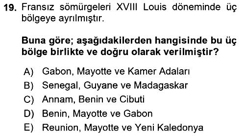 Sömürgecilik Tarihi (Avrupa-Amerika) 2022-2023 Ara Sınav - 19. soru