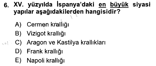 Sömürgecilik Tarihi (Avrupa-Amerika) 2023-2024 Ara Sınav - 6. soru