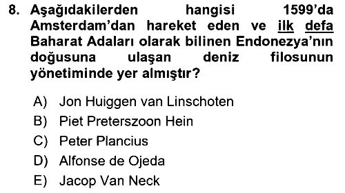 Sömürgecilik Tarihi (Avrupa-Amerika) 2023-2024 Ara Sınav - 8. soru