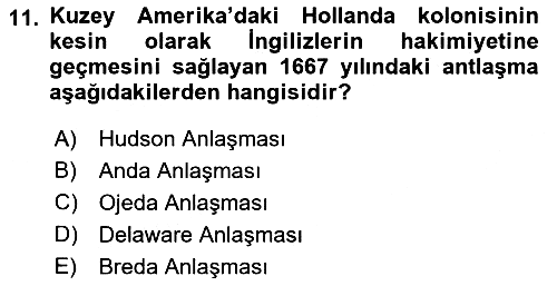Sömürgecilik Tarihi (Avrupa-Amerika) 2023-2024 Ara Sınav - 11. soru