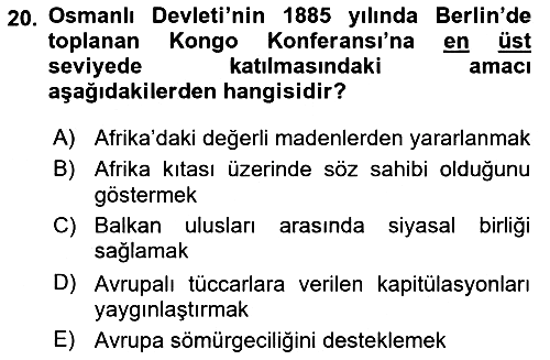 Sömürgecilik Tarihi (Avrupa-Amerika) 2023-2024 Ara Sınav - 20. soru
