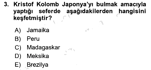Sömürgecilik Tarihi (Avrupa-Amerika) 2024-2025 Ara Sınav - 3. soru