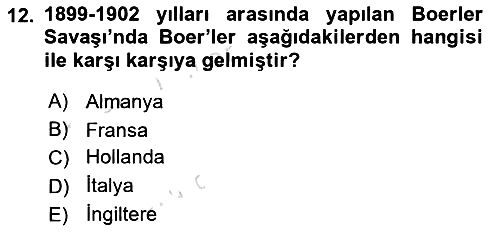 Sömürgecilik Tarihi (Avrupa-Amerika) 2024-2025 Ara Sınav - 12. soru