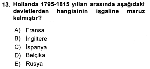 Sömürgecilik Tarihi (Avrupa-Amerika) 2024-2025 Ara Sınav - 13. soru