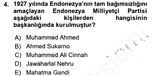 Sömürgecilik Tarihi (Avrupa-Amerika) 2015-2016 Dönem Sonu Sınavı - 4. soru