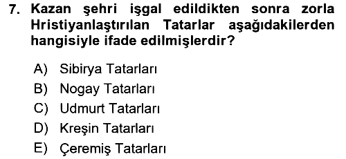 Sömürgecilik Tarihi (Avrupa-Amerika) 2015-2016 Dönem Sonu Sınavı - 7. soru